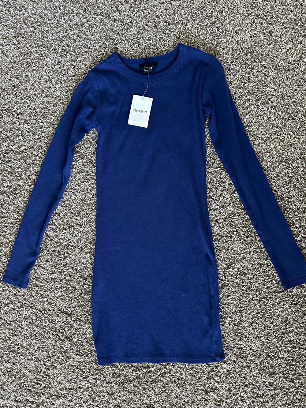 Forever 21 Royal Blue Ribbed Long Sleeve Bodycon Dress